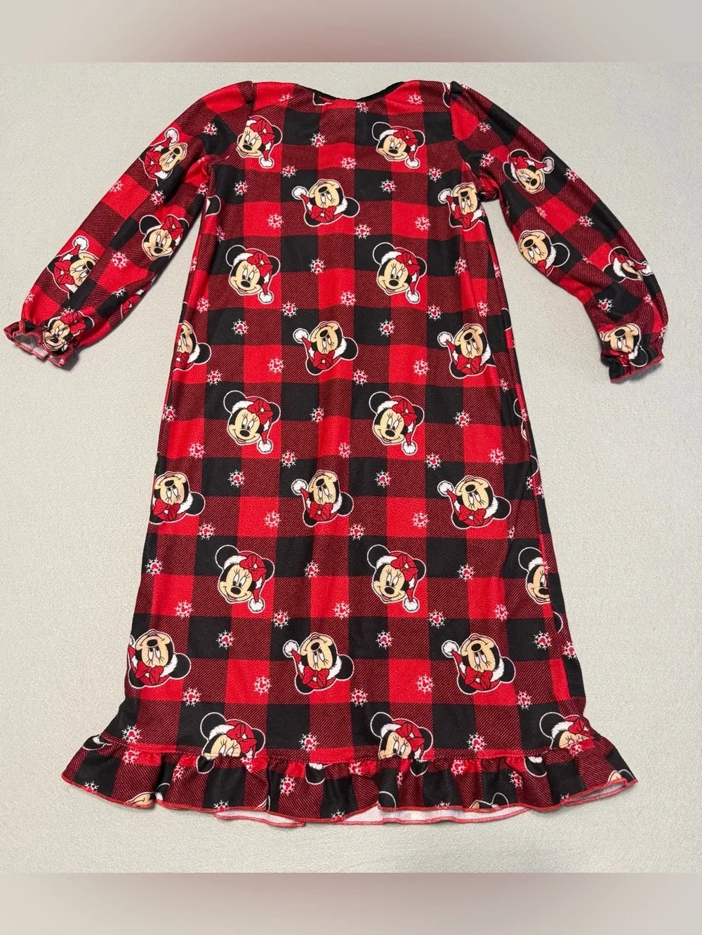 Disney Night Gown Minnie Mouse s6 Girls Red/Black Long Sleeve - Picture 4 of 6